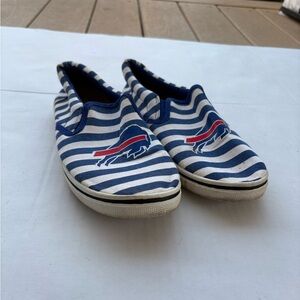Buffalo Bills Women’s Slip-On Sneakers : Blue and White Stripped : Size 9